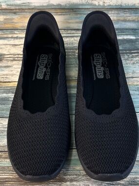 Skechers Slip Ins Hands Free Cleo Swift Skimmer Flat Womens 10 Black Casual Shoe